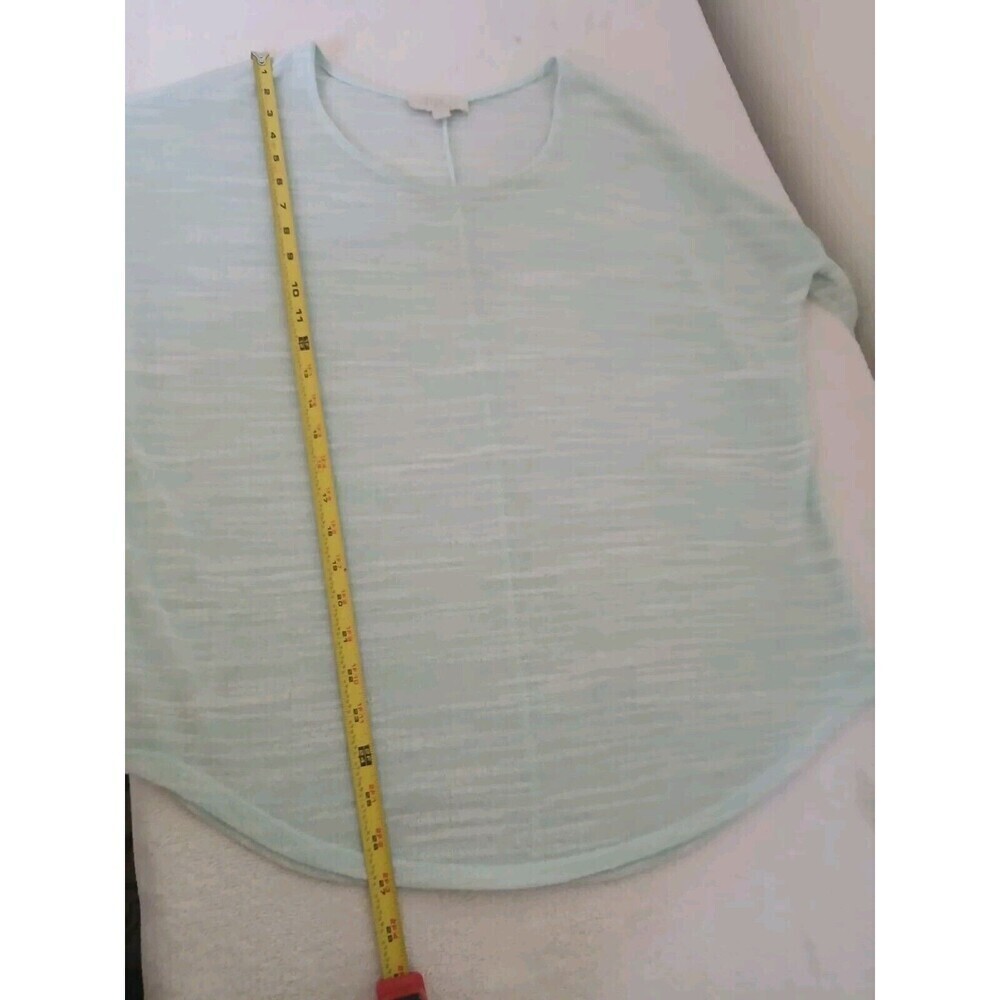 Olive And Oak Womens Tunic 3/4 Sleeve Textured Shirt Size‎ Medium  Aqua/White - Picture 8 of 14